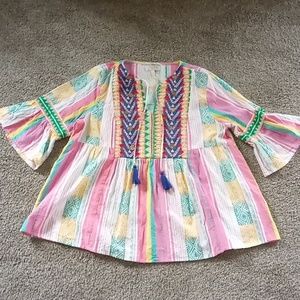 Anthropologie Verb by Pallavi Singhee Boho Beaded Blouse Top